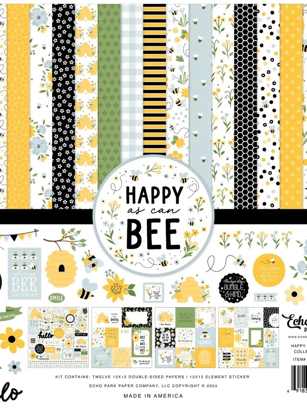 Echo Park 'Happy As Can Bee' Collection Kit 12x12” Paper & Stickers
